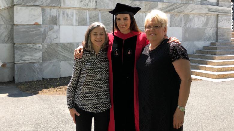 Mrs. Toensing and Gilmer&#39;s mom posed for a photo after the ceremony. 