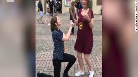 Becky McCabe proposes to Jessa McCabe in a viral video.