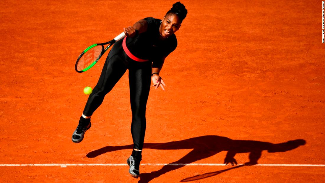 Williams turned heads in this black catsuit as she made her first grand slam appearance for 16 months following the birth of her daughter in September. The 23-time grand slam champion said it made her feel like a &quot;warrior princess&quot; but added it helped with her circulation. 