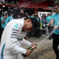 lewis hamilton mercedes formula one spanish grand prix champagne
