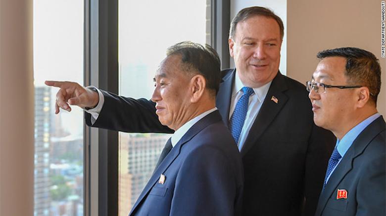 Pompeo meets with Kim Yong Chol in New York, Wednesday, May 30.