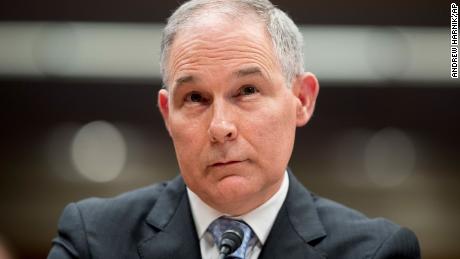 In this May 16, 2018, photo, Environmental Protection Agency Administrator Scott Pruitt appears before a Senate Appropriations subcommittee on the Interior, Environment, and Related Agencies on budget on Capitol Hill in Washington. Pruitt claimed credit for pollution cleanups done mostly by the Obama administration while flubbing facts about his 2017 condo deal and blaming underlings for his ethical woes. (AP Photo/Andrew Harnik)