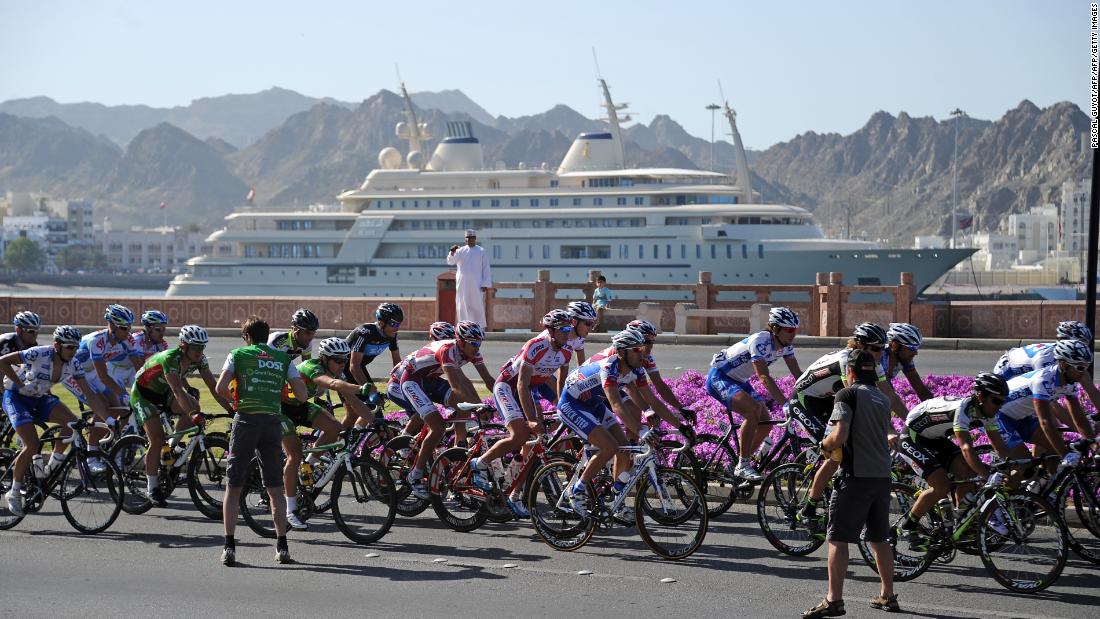 Cyclists ride past the Sultan of Oman&#39;s yacht  Al Said during the Tour of Oman race in 2011. The superyacht reportedly has space for &lt;a href=&quot;http://uk.businessinsider.com/expensive-luxury-yachts-2018-3/#300-million-the-sultan-of-oman-owns-the-509-foot-long-al-said-yacht-it-has-room-for-more-than-60-guests-and-a-concert-hall-that-can-house-a-50-piece-orchestra-6&quot; target=&quot;_blank&quot;&gt;a concert hall equipped for a 60-piece orchestra. &lt;/a&gt;