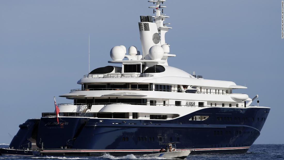 The 133-meter yacht Al Mirqab -- owned by Qatar&#39;s former prime minister Hamad Bin Jassim  Al Thani -- was built in 2008 and contains a movie theater, indoor swimming pool and helipad.  