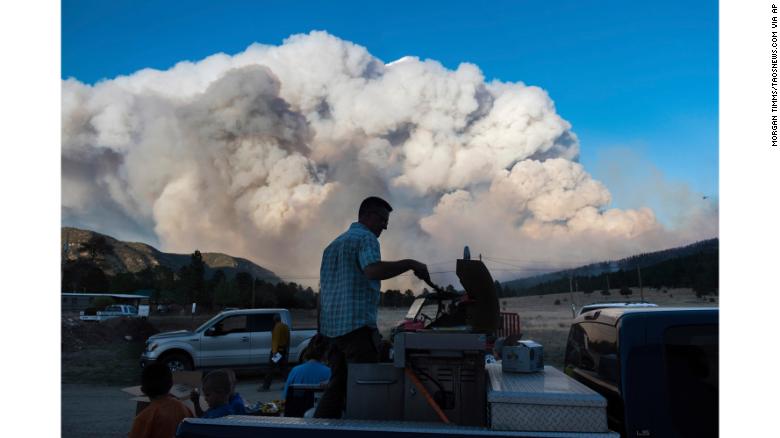 Teachers cook for first responders on the scene of the Ute Park Fire in New Mexico.