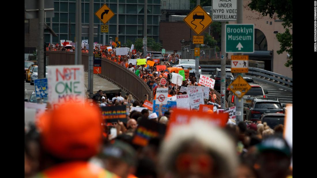 Gun control activists march in Youth Over Guns rally in Brooklyn