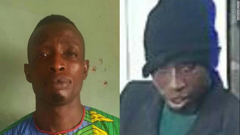 Micheal Adikwu, 30, one of the suspects arrested by the police after the bank robbery in Kwara State, Nigeria on April 5, 2018. 