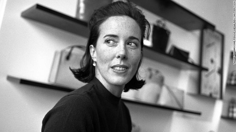 Fashion designer Kate Spade being interviewed in her New York showroom.