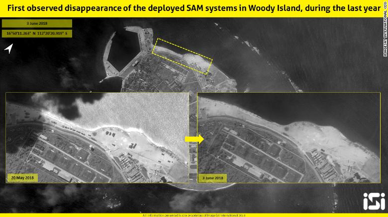 ImageSat International said China has removed missile launchers from the contested Woody Island in the South China Sea.