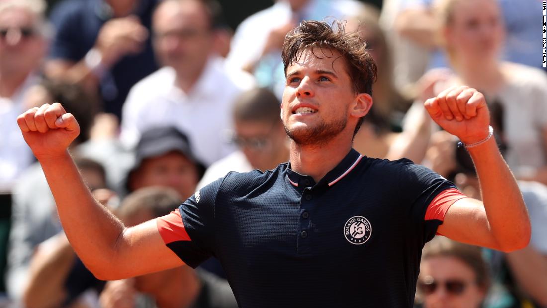 Austria&#39;s Dominic Thiem is the pretender to Rafael Nadal&#39;s claycourt throne after booking a place in his first French Open final with victory against Marco Cecchinato. 