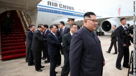 Kim Jong Un arrived in Singapore on an Air China plane.