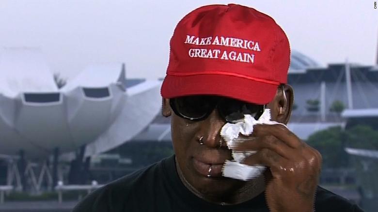 Image result for Dennis Rodman gets emotional discussing Trump and Kim