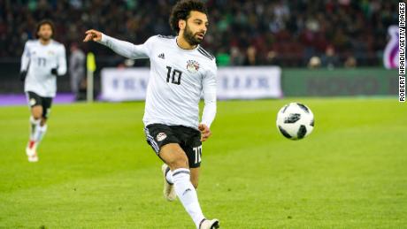 #10 Mo Salah in action during a friendly between Portugal and Egypt