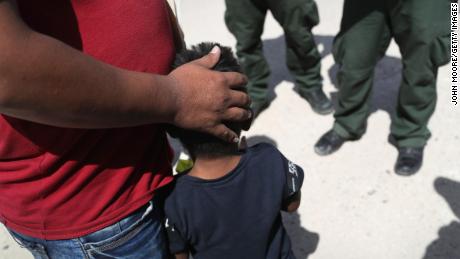 U.S. Border Patrol agents take a father and son from Honduras into custody near the U.S.-Mexico border on June 12, 2018 near Mission, Texas. The asylum seekers were then sent to a U.S. Customs and Border Protection (CBP) processing center for possible separation. U.S. border authorities are executing the Trump administration&#39;s zero tolerance policy towards undocumented immigrants. U.S. Attorney General Jeff Sessions also said that domestic and gang violence in immigrants&#39; country of origin would no longer qualify them for political-asylum status. John Moore/Getty Images