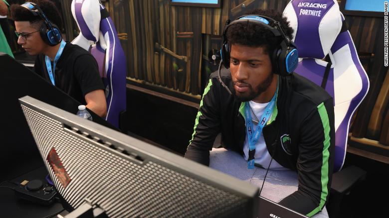 NBA player Paul George competes in Epic Games&#39; &quot;Fortnite&quot; Tournament at E3 this month in Los Angeles.