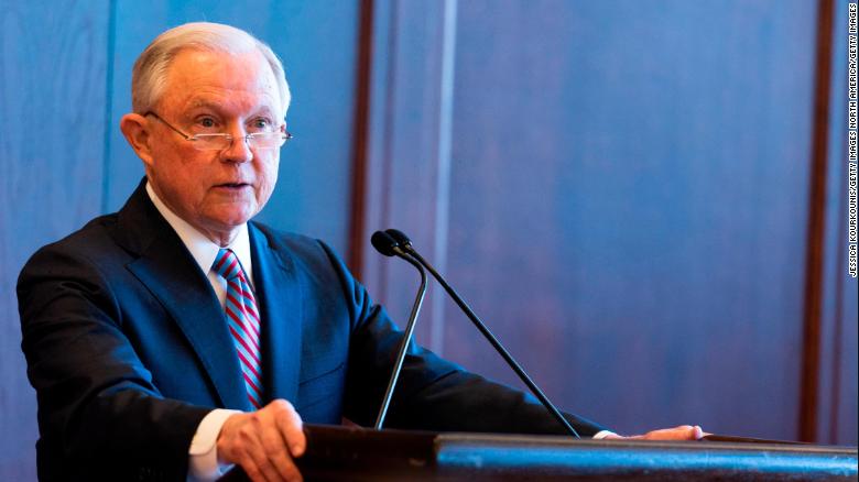 U.S. Attorney General Jeff Sessions delivers remarks on immigration and law enforcement actions on at Lackawanna College June 15, 2018 in Scranton, Pennsylvania. The audience was an invited a group of federal, state and local law enforcement as well as local police academy cadets. (Jessica Kourkounis/Getty Images)