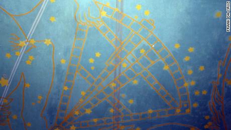 A constellation painted on the ceiling in &quot;Constellations&quot; before it was covered last November
