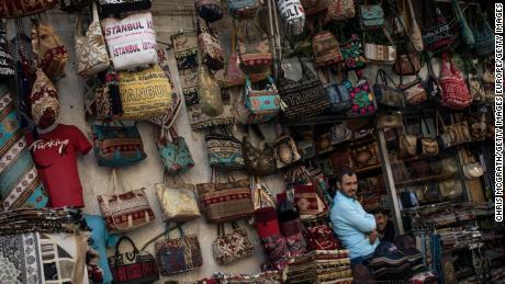 A shop owner waiting for customers at Istanbul's Grand Bazaar.