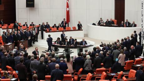 Turkish MPs vote on snap elections in parliament on April 20.