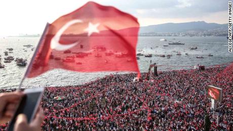 Hundreds of thousands of supporters gather to listen to Muharrem Ince in Izmir on June 21, three days ahead of the vote.