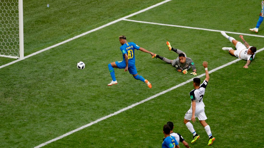 Neymar taps in his goal late in the match.