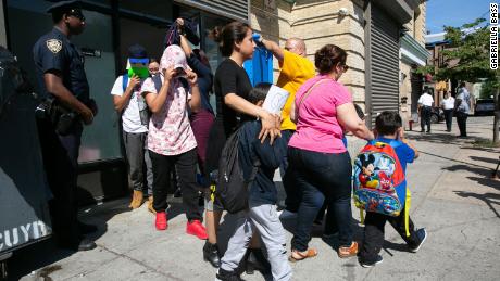 Mayor Bill de Blasio says some migrant children are taken to the Cayuga Centers facility in Harlem for daily classes. It&#39;s unclear whether the children in the photo were among those separated from their parents. 