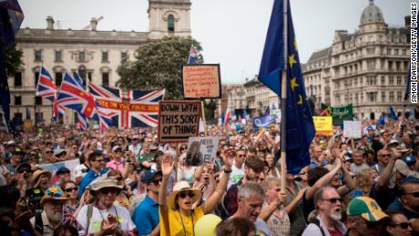 Protesters in London calling for a People's Vote on the second anniversary of the EU referendum.