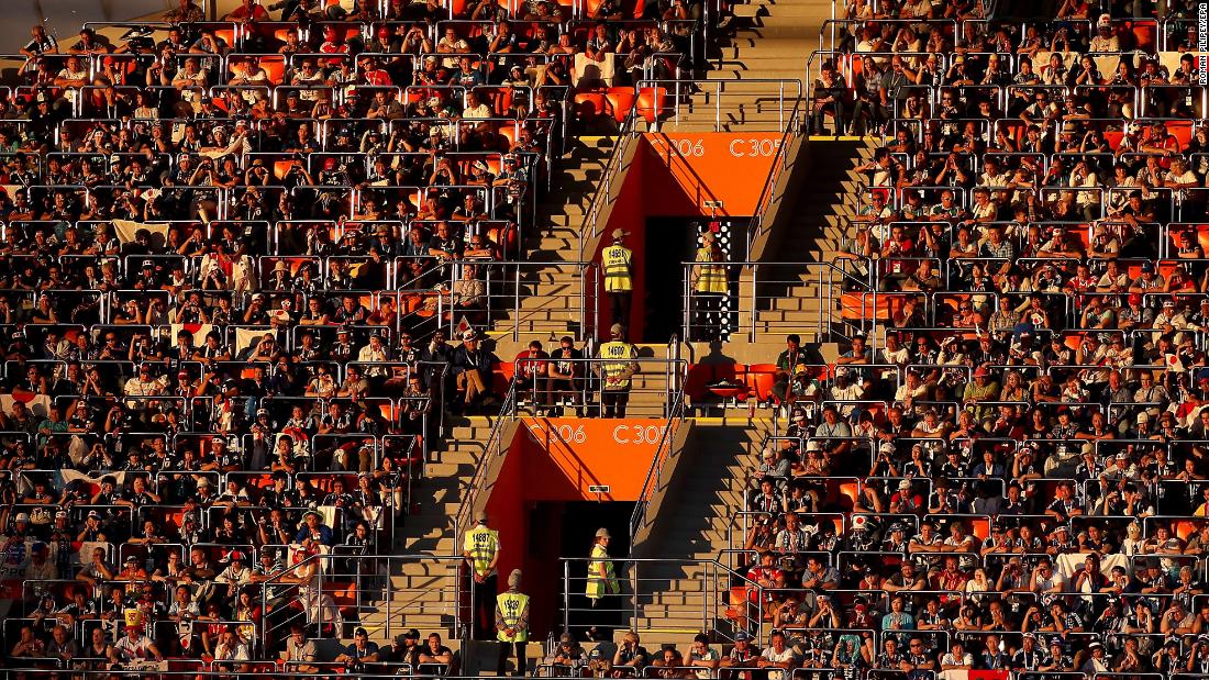 A shot of the crowd at the Ekaterinburg  Arena during the Japan-Senegal match.