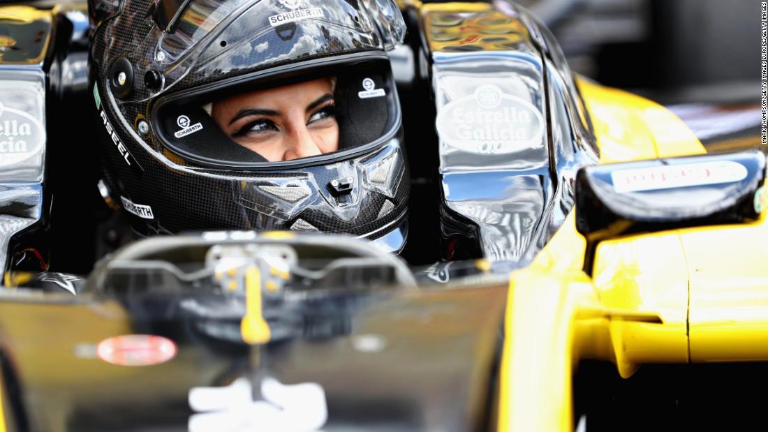 Aseel Al-Hamad of Saudi Arabia prepares to drive the 2012 Renault F1 car before the Formula One Grand Prix of France at Circuit Paul Ricard.
