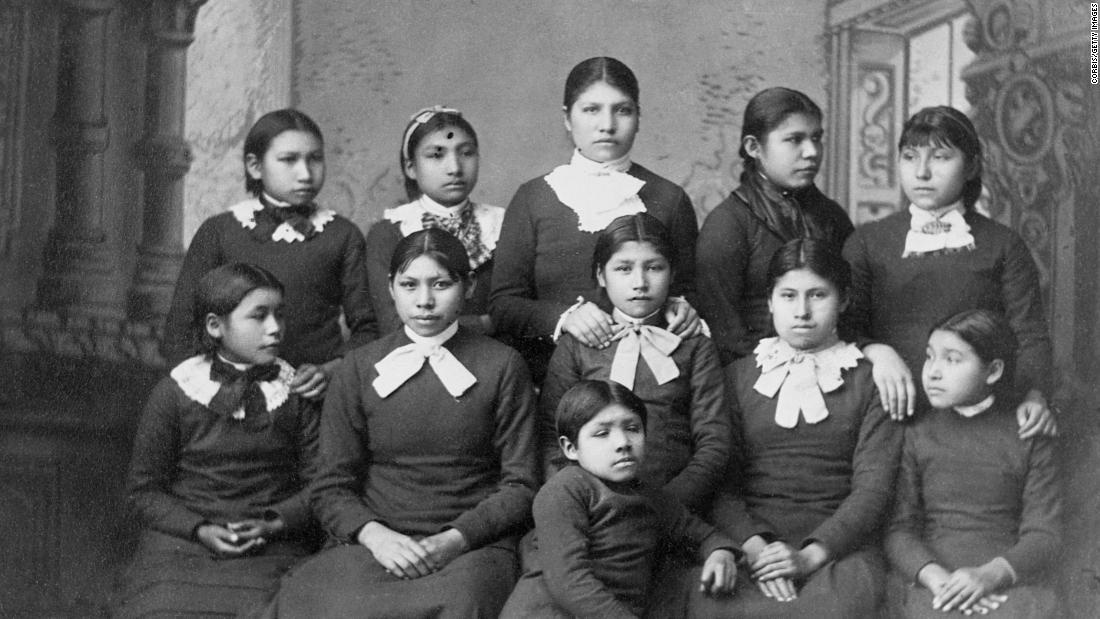 Native American girls from the Omaha tribe at Carlisle School, Pennsylvania.