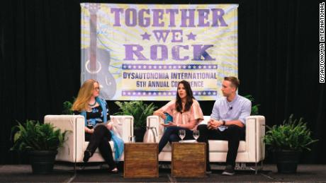 Tori and Nick Foles, right, spoke about POTS at a conference this month.
