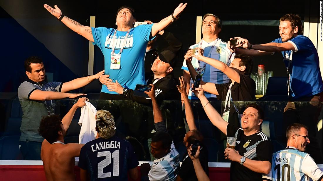 Argentina legend Diego Maradona was in the crowd once again, drawing attention from fans just as he did when he was a player.