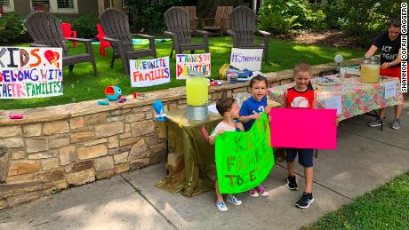 Kids at an Atlanta lemonade stand last month raised money to help separated families. 