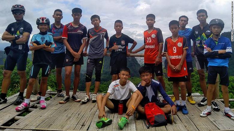 The missing boys, with their coach, are seen here in a photo taken from the coach&#39;s Facebook page.