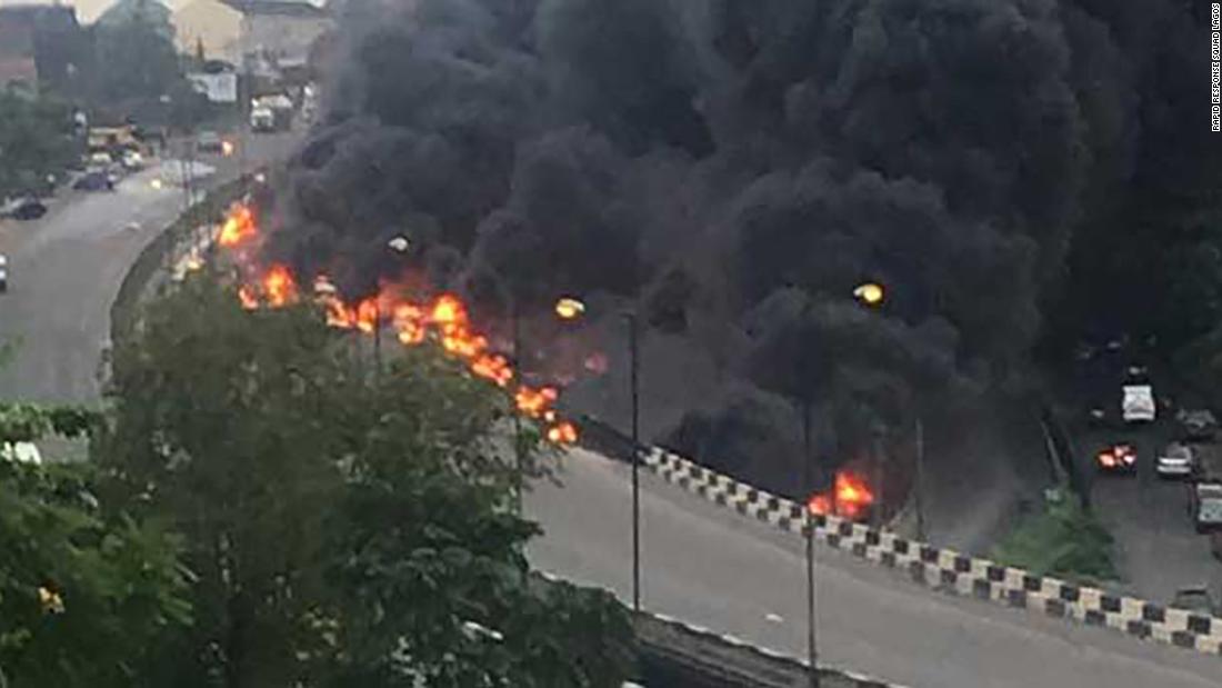 Scene of the explosion in Lagos, Nigeria. 