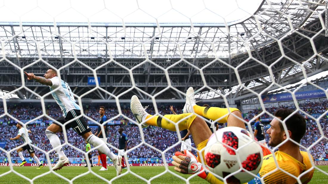 Gabriel Mercado deflected a Messi shot past Hugo Lloris to give Argentina a brief 2-1 lead.