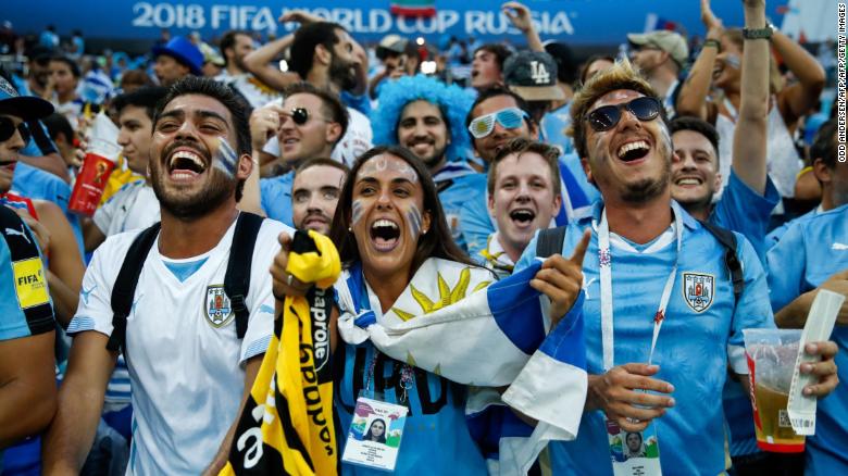 Uruguay&#39;s fans celebrated the winner wildly.