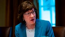 WASHINGTON, DC - JUNE 26:  U.S. Sen. Susan Collins (R-ME) attends a lunch meeting for Republican lawmakers in the Cabinet Room at the White House June 26, 2018 in Washington, DC. The president called the Supreme Court's 5-4 ruling in favor of the administration's travel ban a "tremendous victory," according to published reports.  (Photo by Al Drago-Pool/Getty Images)