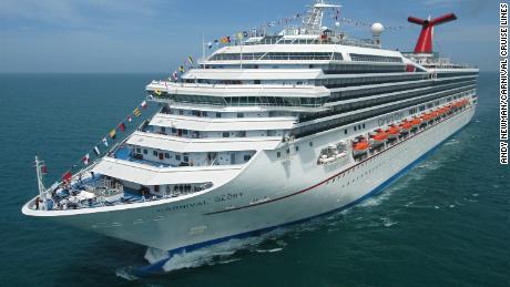 A hotel steward aboard the Carnival Glory spotted the man in the water Sunday afternoon.