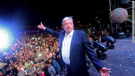Newly elected Mexico&#39;s President Andres Manuel Lopez Obrado after winning general elections, in Mexico City, on July 1, 2018. 