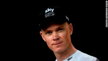 Great Britain&#39;s Christopher Froome of Great Britain&#39;s Team Sky cycling team poses on stage during the team presentation ceremony on July 5, 2018 in La Roche-sur-Yon, western France, two days ahead the start of the 105th edition of the Tour de France cycling race. (Photo by Philippe LOPEZ / AFP)        (Photo credit should read PHILIPPE LOPEZ/AFP/Getty Images)