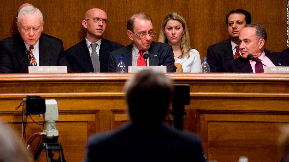 Senators listen to Kavanaugh&#39;s testimony during his confirmation hearing in 2006.