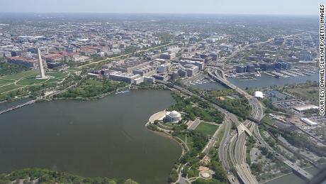 Aerial view of Washington, DC, on May 1, 2018. (Photo by Daniel SLIM / AFP)        (Photo credit should read DANIEL SLIM/AFP/Getty Images)