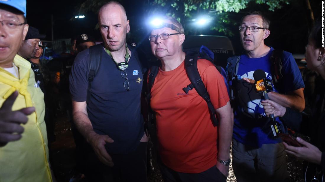 Three British cave-divers, Rick Stanton, Robert Harper  and John Volanthen arrive at Khun Nam Nang Non Forest Park near the Tham Luang cave in Chiang Rai on June 27, 2018.