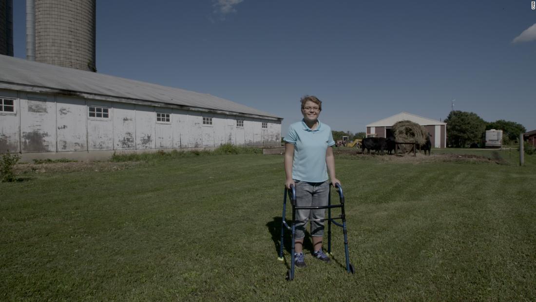 Alyssa Gilderhus on her family's farm in Sherburn, Minnesota.
