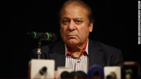 Sharif speaks during a UK PMLN Party Workers Convention meeting in July with supporters in London. 