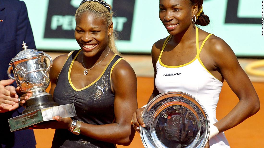 Conquering clay. Serena beats sister Venus at Roland Garros 7-5 6-3 in 2002 to claim her second grand slam at the French Open.