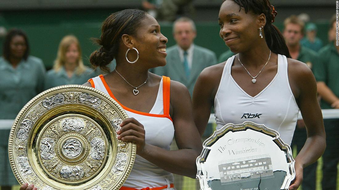 Serena wins the 2003 Wimbledon final 4-6 6-4 6-2 against sister Venus to defend her crown. 