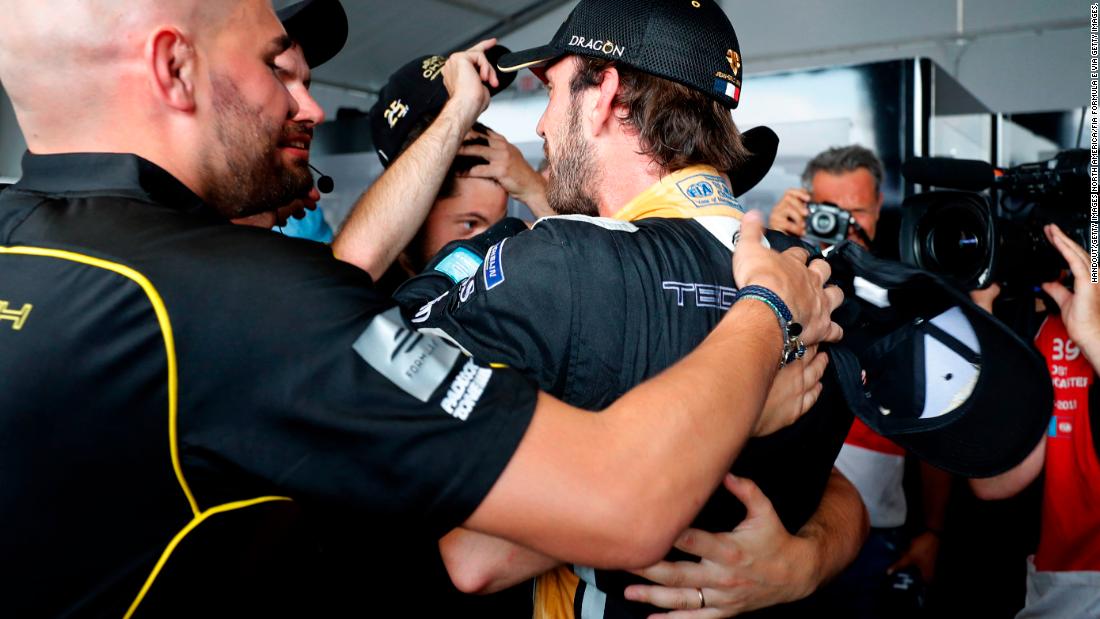 The title race was also settled on that day -- with one race to spare. Jean-Eric Vergne celebrated with his Techeetah team after collecting enough points to win the championship.