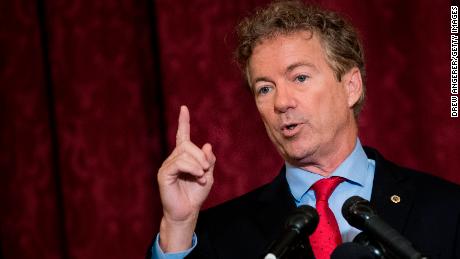  Sen. Rand Paul (R-KY) speaks during a press conference regarding the executive order President Donald Trump signed earlier on Thursday, on Capitol Hill, October 12, 2017 in Washington, DC. 